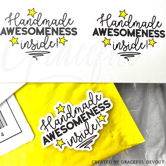 Handmade AWESOMENESS Inside!  - Sticker 2" (inches) (48ct.)  [GD60-48] - Picture 3 of 5